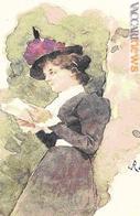 Luigi Rossi, “Donna che legge”, illustrazione per “Les demi-vierges” di Marcel Prévost, 1901, acquarello su carta