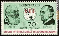Il francobollo con la scritta “Unione internazionale telecomunicazioni” in basso (lotto 1.026, parte da 3.500 euro)