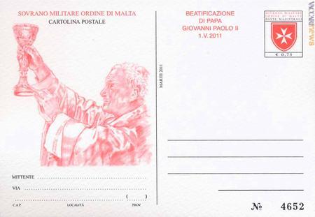 La cartolina realizzata dallo Smom si caratterizza per il disegno, dovuto al direttore delle Poste magistrali Marcello Baldini, situato sul lato sinistro