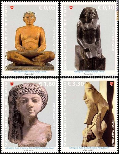 I francobolli dedicati alle sculture dell'Antico Egitto