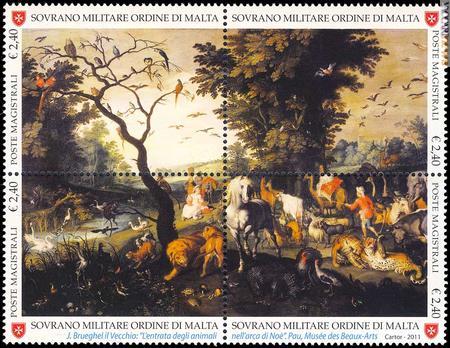 Il blocco “Natura e arte” riprende un dipinto di Jan Brueghel il Vecchio