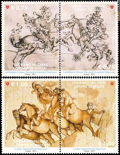 Due i soggetti, organizzati in quattro francobolli