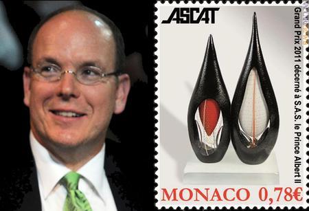 Il principe Alberto II e il francobollo per il premio dell'Ascat