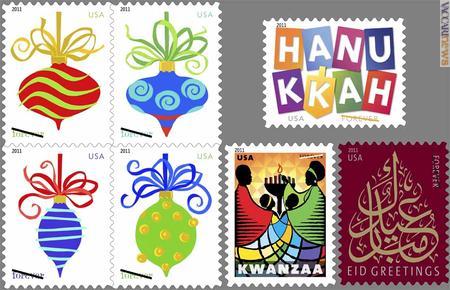 Gli altri francobolli augurali: tranne quello per le musulmane Eid al-Fitr e Eid al-Adha, arrivano tra oggi e domani in occasione del “New York mega stamp show”