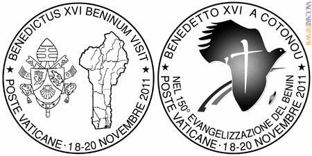 I due annulli vaticani in uso da domani: uno ricorda la visita del pontefice, l'altro il centocinquantesimo trascorso dall'evangelizzazione del Benin