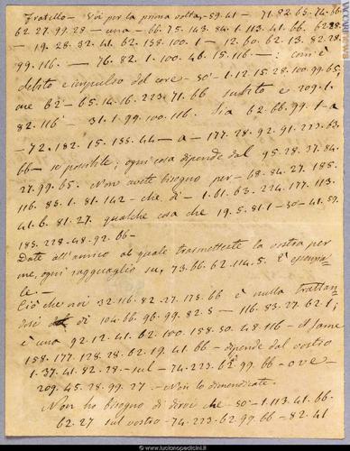Tra i documenti in mostra questa lettera cifrata che Giuseppe Mazzini scrisse a Giuseppe Fanelli il 6 marzo 1857 (Napoli, Museo nazionale di San Martino)