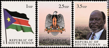La serie di francobolli per la proclamazione del Sud Sudan, uscita il 9 luglio
