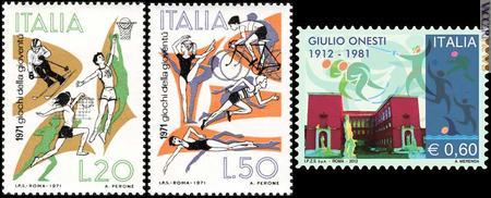 I due francobolli del 26 giugno 1971 commentati da Giulio Onesti e quello che l'Italia gli dedicherà il 4 gennaio