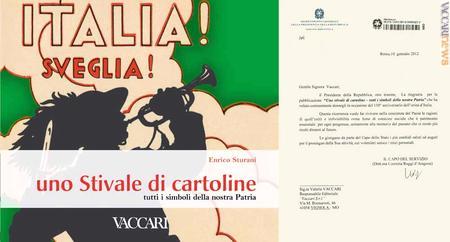 Una copia di “Italia! Sveglia! Uno Stivale di cartoline” (a sinistra la copertina) è stato consegnato al Quirinale (a lato la lettera di ringraziamento)