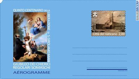 L'aerogramma vaticano: secondo quanto affermato dall'Ufn, la busta postale italiana utilizzerà i medesimi soggetti