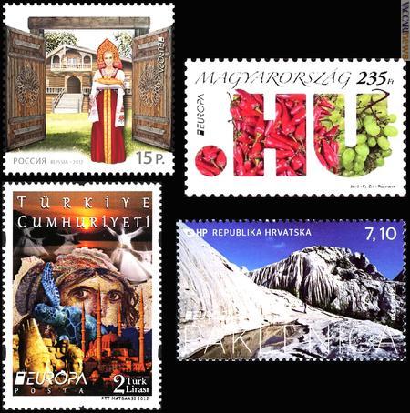 I quattro francobolli 2012 più gettonati provengono da Russia (secondo gli specialisti), Ungheria, Turchia e Croazia (giudizio popolare)