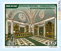 Francobollo dedicato all'Officina Profumo - Farmaceutica di Santa Maria Novella in Firenze