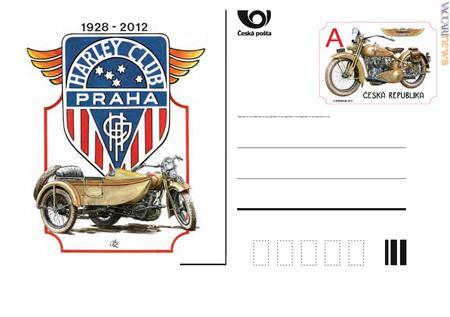 La cartolina dedicata agli appassionati delle due ruote e, in particolare, all'Harley-Davidson club di Praga: fondato nel 1928, sarebbe il più antico al mondo fra quelli ancora esistenti