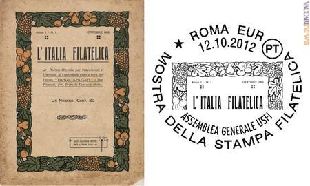 La copertina della rivista centenaria “L'Italia filatelica” ed il richiamo marcofilo