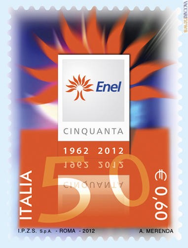 Francobollo celebrativo dei 50 anni dell'Enel 1962-2012