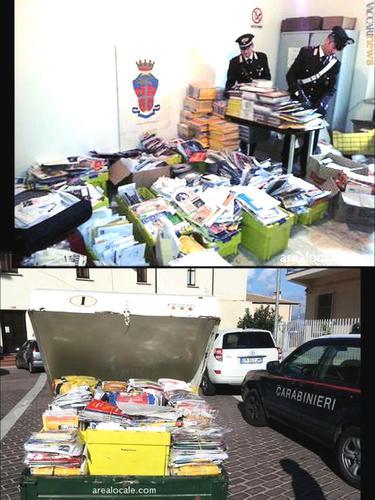 Due tonnellate di posta trovate dai carabinieri a Santa Severina, nel Crotonese. A nasconderle, un portalettere locale (foto: “Area locale”)