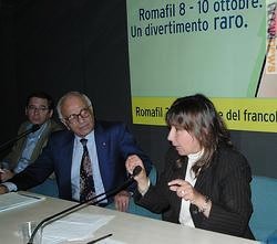 Marisa Giannini a Romafil, con i giornalisti Claudio Baccarin a sinistra e Fulvio Zois al centro