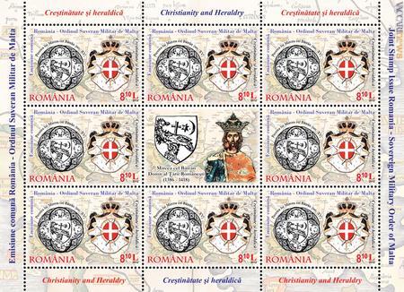 Il minifoglio romeno contiene otto francobolli ed una vignetta centrale
