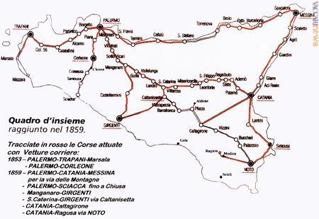 Lo stato delle strade carrozzabili e delle altre vie di comunicazione nel 1859 (dal catalogo della mostra: “Trasporto postale via terra in Sicilia: dal messaggere alla diligenza”)