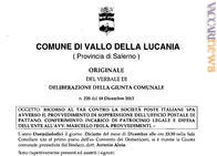 Vallo della Lucania - La decisione di ricorrere adottata dal Comune