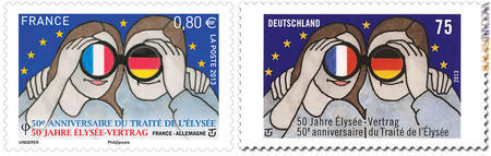 I due francobolli lanciati oggi da Francia e Germania