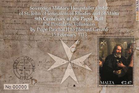 Il foglietto con cui Malta ha ricordato i nove secoli della bolla di Pasquale II