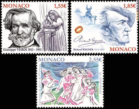 I tre francobolli monegaschi per i tre artisti
