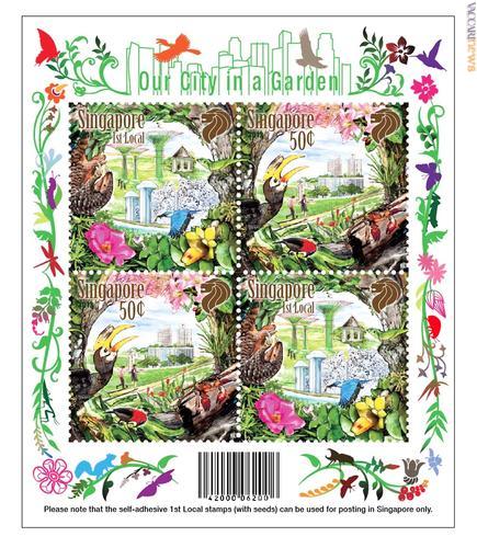 I francobolli di prima classe locale e da 50 centesimi, autoadesivi e ripetuti due volte in questa confezione, sono definiti “biodegradabili”