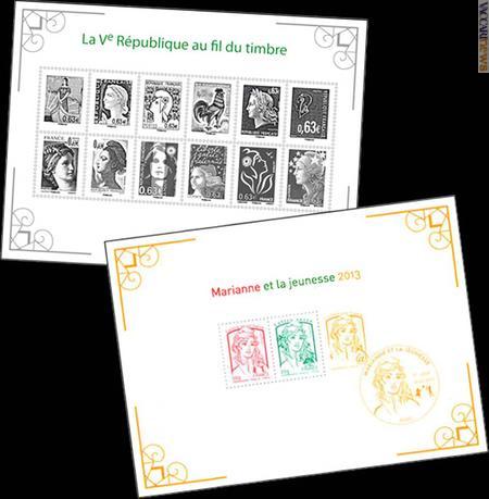 I due foglietti rivolti ai filatelisti (sono venduti insieme ad 8,77 euro) e dedicati alle “Marianne della V Repubblica”