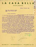 La lettera del direttore di “La casa bella”, Arrigo Bonfliglioli, in risposta probabilmente ad un reclamo di Libera per la pubblicazione di un suo progetto (1931)