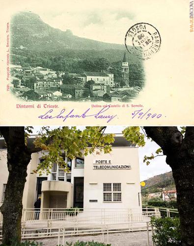 Una cartolina del paese e l’ufficio postale come si presenta adesso