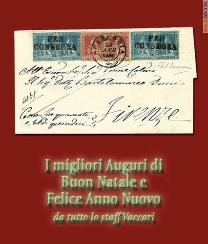 Reperto da sogno: una raccomandata da Scarperia a Firenze spedita il 24 aprile 1855. È affrancata per 10 crazie, attraverso due coppie del 2 azzurro e una dell’1 carminio
