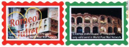 Le etichette erano personalizzate in funzione del luogo in cui venivano proposte. Quelle rappresentate riguardano Verona e sono state vendute a 1,00 e 2,50 euro