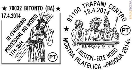 Le due obliterazioni commissionate a Bitonto (Bari) e Trapani
