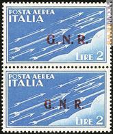 La sovrastampa “Gnr” applicata a Brescia sul 2,00 lire di posta aerea (lotto 701, base 450 euro)…