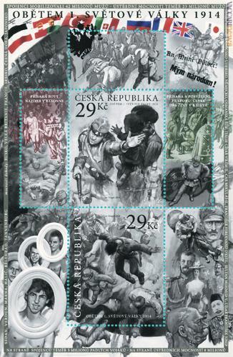 Tra mandanti (visibili in particolare nell’angolo inferiore destro) e martiri, il ricordo ceco per quanti morirono nella Grande guerra