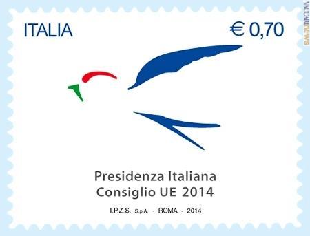 Francobollo emesso in occasione del semestre di presidenza italiana del Consiglio dell’Unione Europea