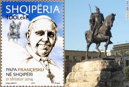 Il francobollo di domani e la statua equestre del condottiero, ripresa nella carta valore