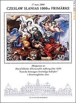 Il foglietto con cui la Svezia ha celebrato il millesimo francobollo realizzato dall’artista