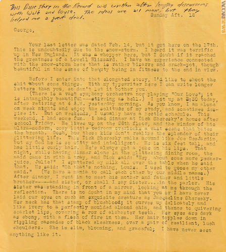 Uno dei documenti epistolari di Jack Kerouac, che Skinner metterà in asta domani