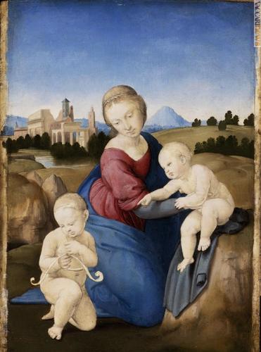 …ed il dipinto di Raffaello, la “Madonna col Bambino e san Giovannino”, conosciuto come “Madonna Esterházy” (Budapest, Museo di belle arti). Fino all’11 gennaio sarà esposto a Milano