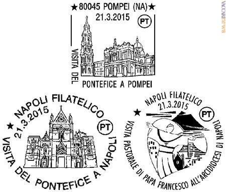 Le città coinvolte sono Pompei e Napoli; due dei tre annulli sono stati approntati autonomamente da Poste italiane