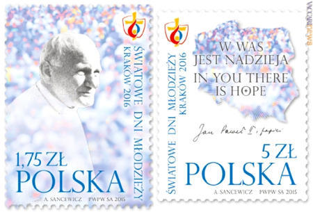I due francobolli che richiamano Giovanni Paolo II
