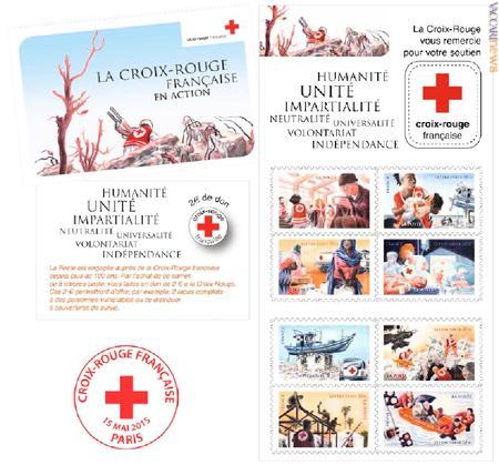 Gli otto esemplari del libretto illustrano altrettante attività garantite dalla Croce rossa francese