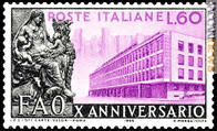 Uno dei francobolli italiani emessi; risale al 1955