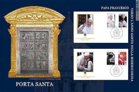 …e contenuto. Offre il foglietto del 1999 e due buste con la serie 2015 dedicata a papa Francesco, annullata il 29 giugno