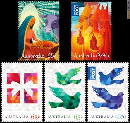 Cinque francobolli, due a soggetto religioso e gli altri laici. Sono stati emessi ieri dall’Australia in vista del Natale