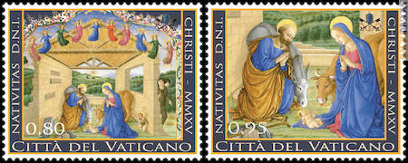 I due francobolli, prodotti in fogli da dieci e, il secondo, pure nei carnet da quattro