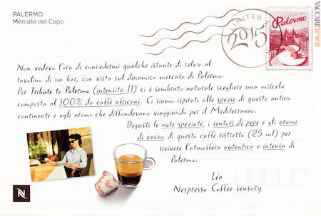 La promozione per due nuove miscele di caffè firmate da Nespresso; qui la versione dedicata a Palermo (collezione Maurizio Amato)