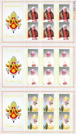 Per i cataloghi italiani, i francobolli di saluto a Benedetto XVI sono considerati foglietti